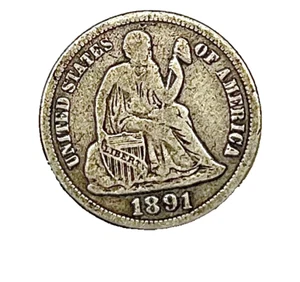 Moneda de diez centavos libertad sentada S 10C 1891 - XF - Imagen 1 de 2