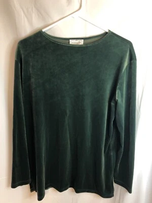 Top túnica Henri Bendel New York damas verde terciopelo manga larga talla M Foto 1 de 4