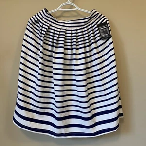 bloomingdale's Lucy Paris Women's S Striped Midi Pleated Skirt NWT Navy White - Picture 1 of 7