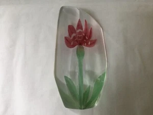 MATTEN JONASSON Maleras Kristallstudio ~ rote BLUME Kristall SKULPTUR ~ SIGNIERT ~ - Bild 1 von 2