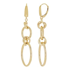 Pendientes colgantes ovalados graduados graduados de oro amarillo italiano de 14 K 2,4" 3,4 gramos - Imagen 1 de 5