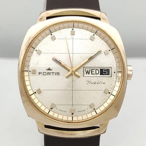 FORTIS TRUELINE Automatic Cal.AS1716-17 Day/Date Men's Gold Plated Vintage Watch - Picture 1 of 11