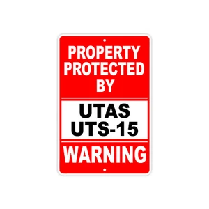 Propiedad protegida por UTAS UTS-15 pistola rifle munición advertencia letrero de aluminio - Imagen 1 de 1