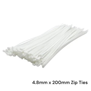 100x weiße Kabelbinder 4,8 mm x 200 mm - selbstsichernde Zip Binder Restposten Packung - Bild 1 von 12