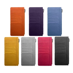 Carteras para tarjetas de crédito de cuero genuino, alta capacidad con cremallera (negras) - Imagen 1 de 7