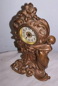 Antike gusseiserne figurale Uhr Jugendstil - Bild 1 von 6