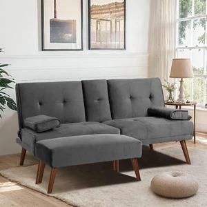 Sofa Bed Set Loveseat Futon Sofa Bed with Ottoman Adjustable Guest Bed Daybed - Picture 1 of 1