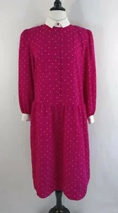 Vintage 12P Kleid Albert Nipon rosa gepunktet Taschenkragen Manschettenknopf gebraucht Fehler - Bild 1 von 7