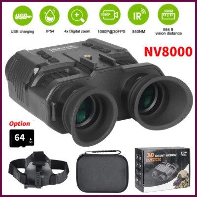 NV8000 3D Night Vision Binoculars Infrared Digital Head Mount Goggles Hunting - Bild 1 von 4