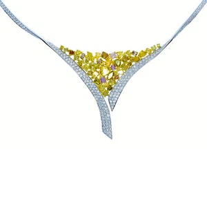 9.44ct Fancy Pink & Yellow Diamonds Necklace 18K All Natural 26 Grams Real Gold - Picture 1 of 3