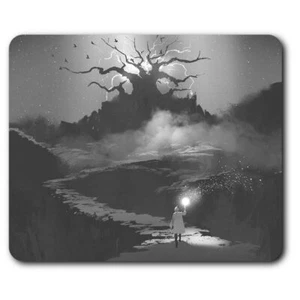 Rectangle Mouse Mat BW - Spooky Tree Scene Scary Fantasy  #36016 - Afbeelding 1 van 8