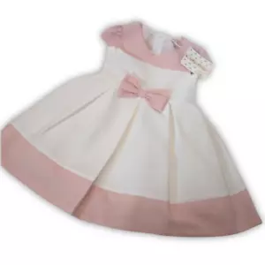 Girls' White & Pink Dress with Bow, Size 4-5 Years - Picture 1 of 1
