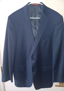 Traje HART SCHAFFNER MARX Hecho en EE. UU. Para Hombre 42R 38x28 Azul Marino Rayas Lana - Imagen 1 de 17