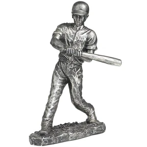 Silver Resin Baseball Player Sculpture Baseball Statue Sports Statue 16" - Picture 1 of 4