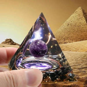 EMF Protection Orgonite Pyramid Amethyst Peridot Healing Crystal Energy Orgone - Picture 1 of 12
