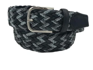 Ceinture 35 mm homme femme tissée en coton et cuir véritable Boucle sans nickel - Imagen 1 de 18