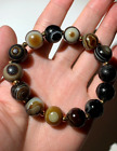 Antique Natural Eye Old Tibetan Agate Dzi Beads " 1 Eye " Amulet Bracelet 14mm