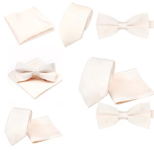 Corbata Marfil Pastel Bolsillo Cuadrada Pajarita Pañuelo Boda Formal Baile de graduación Carreras - Imagen 1 de 14