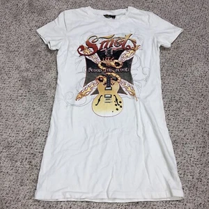 Christian Audigier SMET Women Blood For Blood Guitar T-Shirt Born on Street Med - Picture 1 of 7