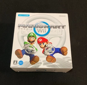 OEM Japan Nintendo Wii - Mario Kart Wii Game + Wii Wheel COMPLETE IN BOX - Picture 1 of 12