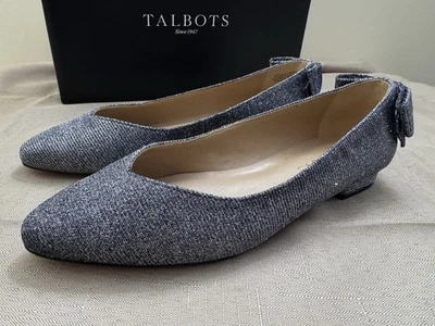Talbots Edison Bow Flats Silver Sparkle Pointed Toe 6 Holiday Cocktail Party - Image 1 of 4