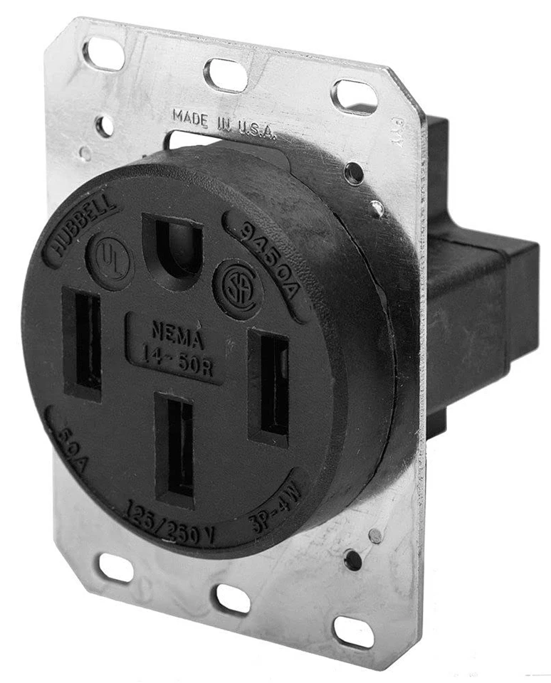 Wiring Device-Kellems 50 A, Industrial, Receptacle, Black, No Tamper Resistan... - Image 1 of 1