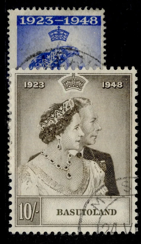 BASUTOLAND GVI SG36-37, 1948 КОРОЛЕВСКИЙ СЕРЕБРЯНЫЙ СВАДЕБНЫЙ набор, ХОРОШЕЕ СОСТОЯНИЕ Б/У. Кошка £50. - Изображение 1 из 1