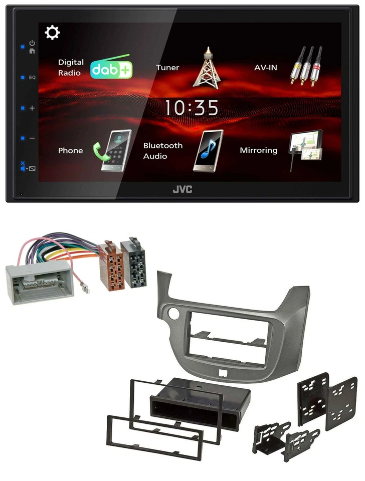 JVC USB Bluetooth MP3 DAB 2DIN Autoradio für Honda Jazz ab 09 silber - Bild 1 von 4