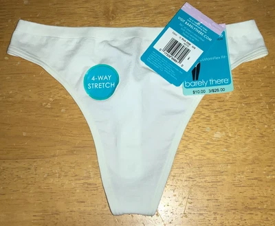 HTF 全新 BARELY THERE Customflex 无痕超细纤维丁字裤内裤 M 6 白色 全新带标签 — 第 1/2 张图片