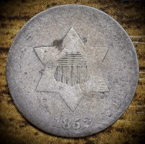 1852 Three 3 Cent Silver Trime USA Obsolete Denomination - Picture 1 of 3