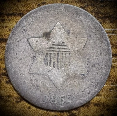 1852 Three 3 Cent Silver Trime USA Obsolete Denomination - Image 1 of 3
