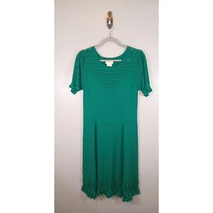 Abito donna Anthropologie Maeve Boho uncinetto maglia con volant midi taglia XL - Foto 1 di 5