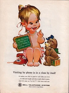 1963 Bell Telephone System Betsy Bell Playing School Vintage Print Ad - Picture 1 of 2