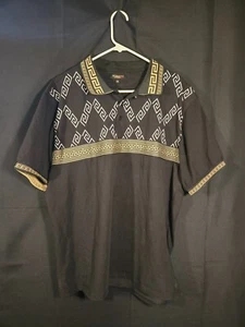 Moderno Men's Polo Italian Luxury Black Shiny Gold Classic Fit Shirt XXXL - Picture 1 of 10