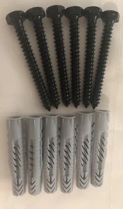 6 Stück Wandschrauben mit Dübel - schwarz - 2,94 Zoll Länge x 0,25 Zoll Durchmesser - Bild 1 von 6