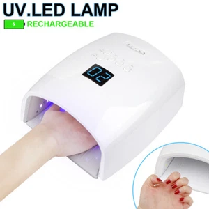 White 48W Cordless Wireless Rechargeable LED/UV Nail Lamp Gel Polish Nail Dryer - Picture 1 of 10