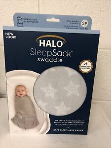 HALO BABY INFANT SLEEPSACK SWADDLE MICRO-FLEECE STARS GREY 3-6 M BLANKET SM NEW