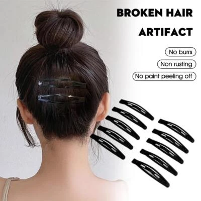 MARKENLOS 12 * DIY große schwarze Metall Snap Haarspangen Barrettes 7,7 cm für zerdrü O2Y6