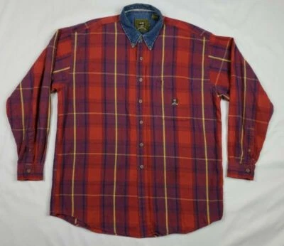 Camisa Cinch Western Para Hombres Roja a Cuadros Cuello Denim L/S Abotonada Talla Grande B2 Foto 1 de 4