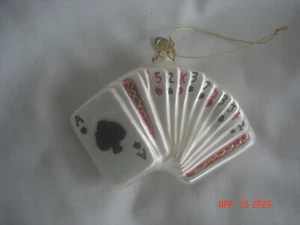LOVELY Vtg. TAGGED BRONNER'S DECK of PLAYING CARDS GLASS ORNAMENT Bridge Poker - Picture 1 of 5
