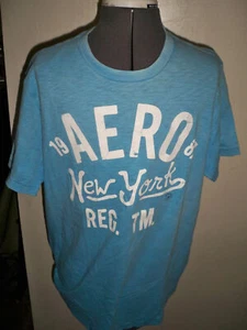  HERREN JUNGS AEROPOSTALE AERO NEW YORK REG. TM. TEE T-SHIRT BLAU WEISS NEU $ 25 Ed - Bild 1 von 1