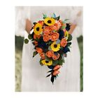 Coral Navy Sunflower Bridal Bouquet Sola Wood Cascade Orange Wedding Flowers