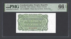 Czechoslovakia 5 Korun 1953 P80a Uncirculated Grade 66 - Picture 1 of 2