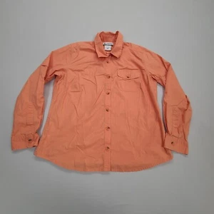Columbia Shirt Womens Petite PL Orange Button Up Outdoors Comfort Ladies - Picture 1 of 8