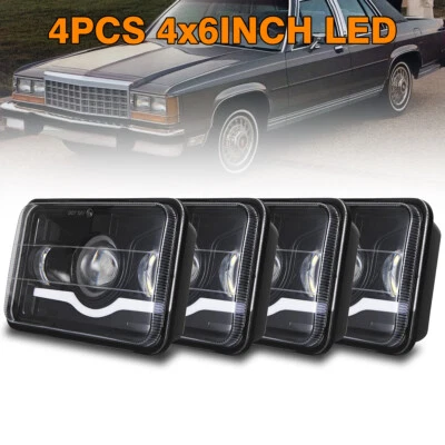 Faros LED DRL para Cadillac Fleetwood DeVille 1975-1986 4x6" pulgadas Foto 1 de 4