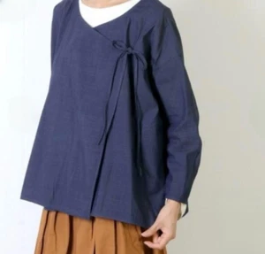 Veritecoeur Cotton Wool Design Bluse Cachecoeur meliert grau fast neuwertig - Bild 1 von 6