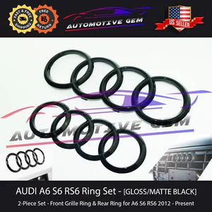 AUDI A6 Ring BLACK Front Grille & Rear Trunk Emblem Lid Logo Hatch Badge S6 - Picture 1 of 1