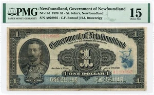 1920 $1 Government of Newfoundland - Choice Fine, PMG F15 - Picture 1 of 2