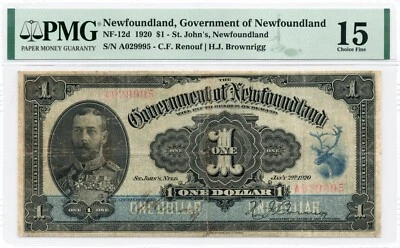 1920 $1 Government of Newfoundland - Choice Fine, PMG F15 - Image 1 of 2