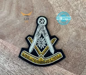 3" Masonic Past Master Emblem Silver Bullion Patch Hand Embroidered - Picture 1 of 2